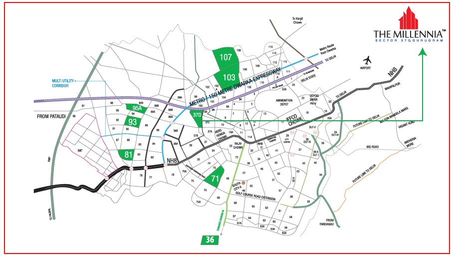 Signature Global The Millennia Location Map