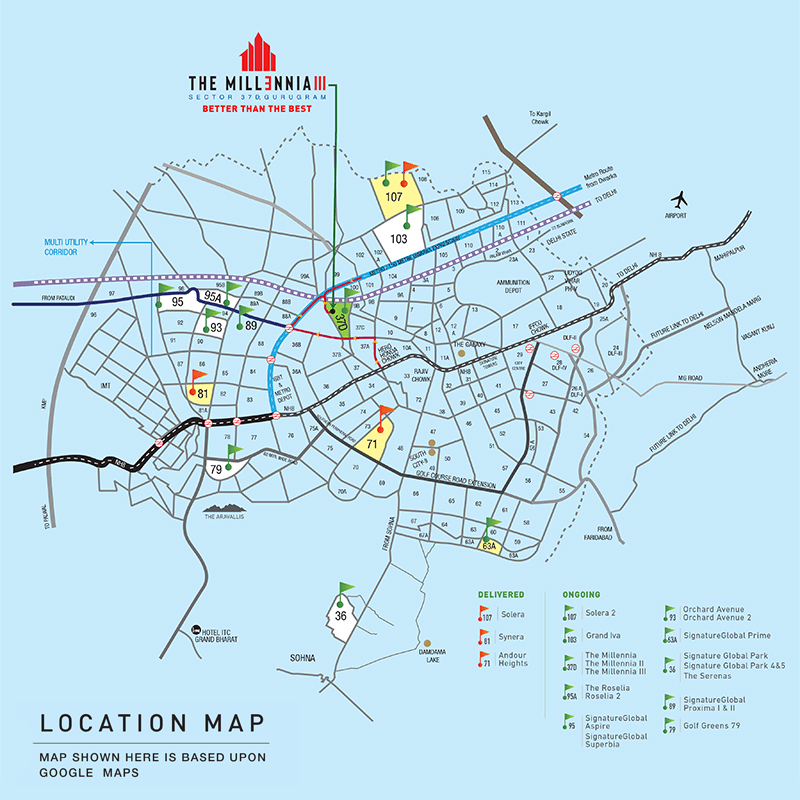 Signature Global The Millennia 3 Location Map